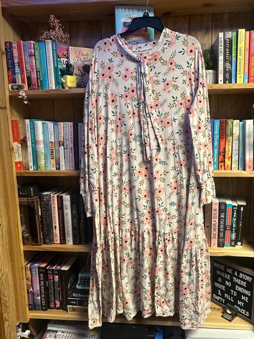 Floral Tie-Neck Maxi Dress in Pink - (Brand)